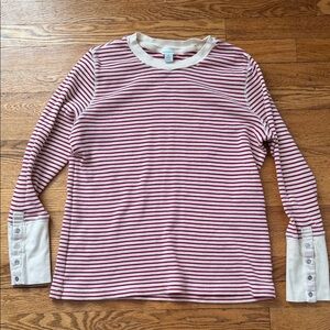 Sundance Red and White Striped Crewneck thermal top
